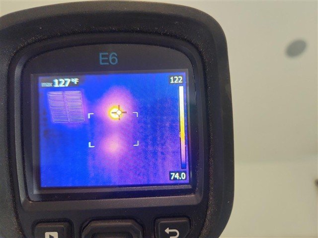 Thermal anomaly at master-bedroom ceiling near a light