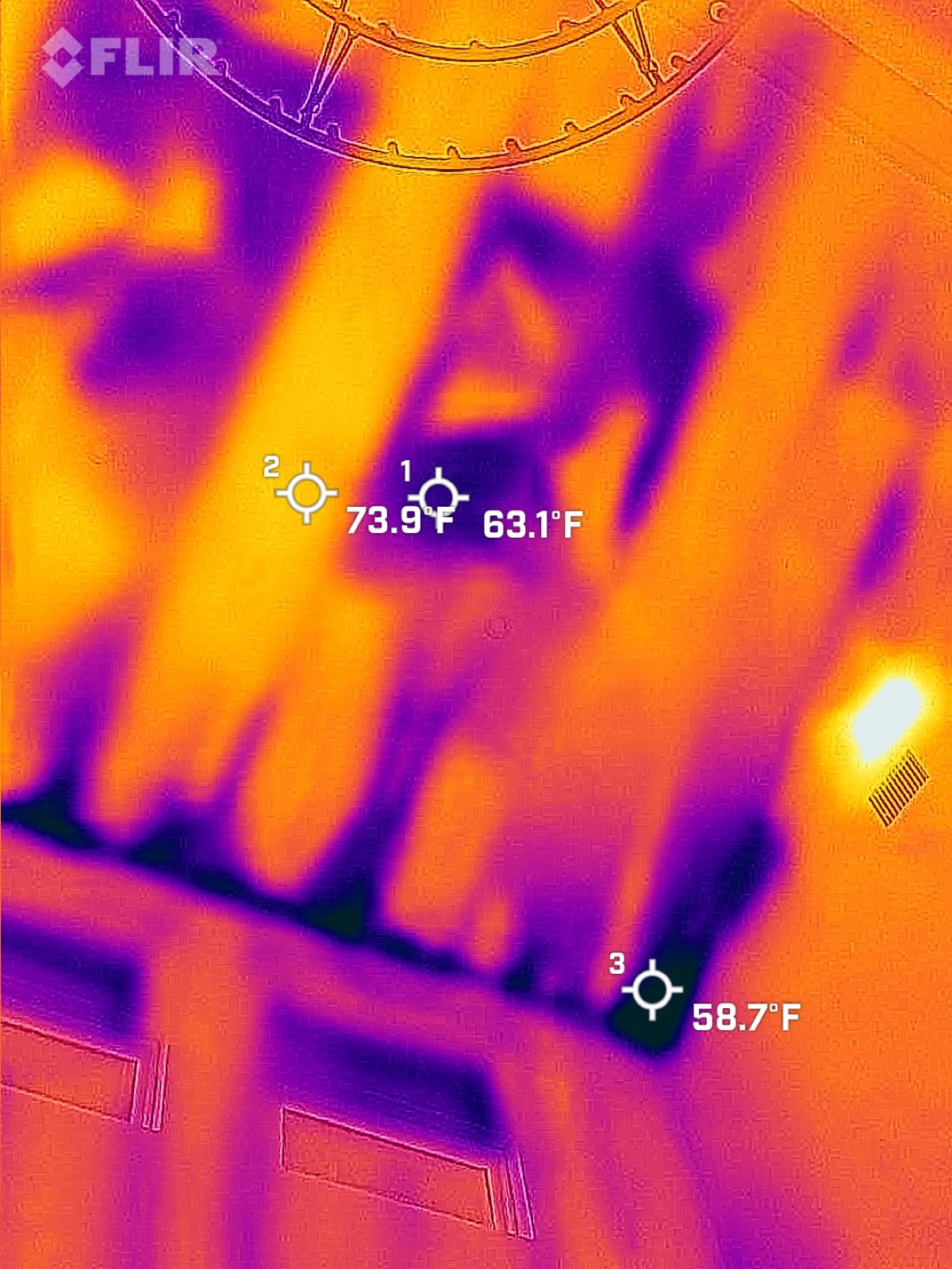 Uninsulated sections of the main vaulted ceiling